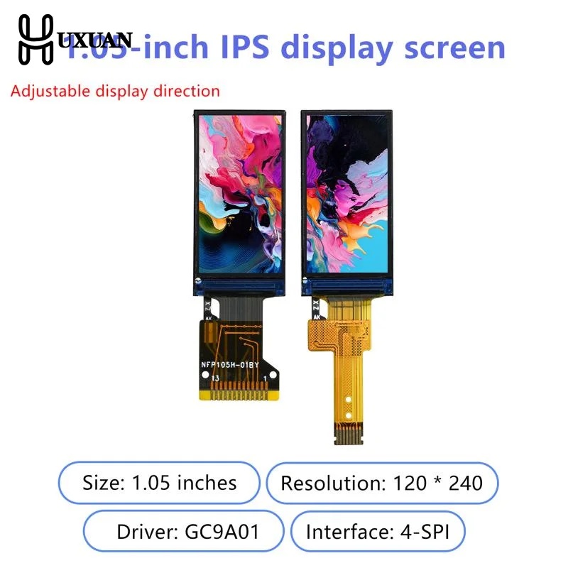 

1,05-дюймовый TFT LCD-дисплей, модуль экрана 120(RGB)*240, интерфейс SPI, драйвер GC9A01, 13-контактный/8-контактный HD IPS LCD-дисплей