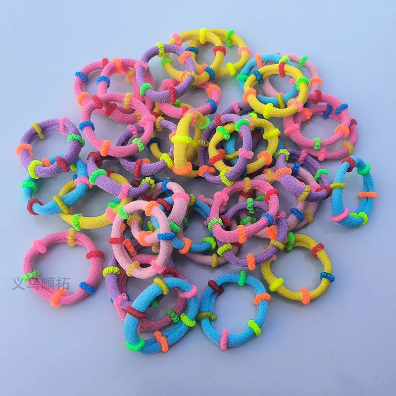 50-100pcs/1set Of Multipurpose Children Lovely Colorful Flower Clip Bb Clip Bamboo Knots Disposable Hair Ring Leather Band Hair