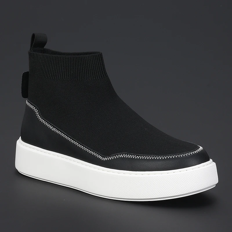 

Fashionable New Breathable Men's Shoes Thick Soles Comfortable High Top Board Shoes Fashion Casual Black Men's Net Cloth Shoes