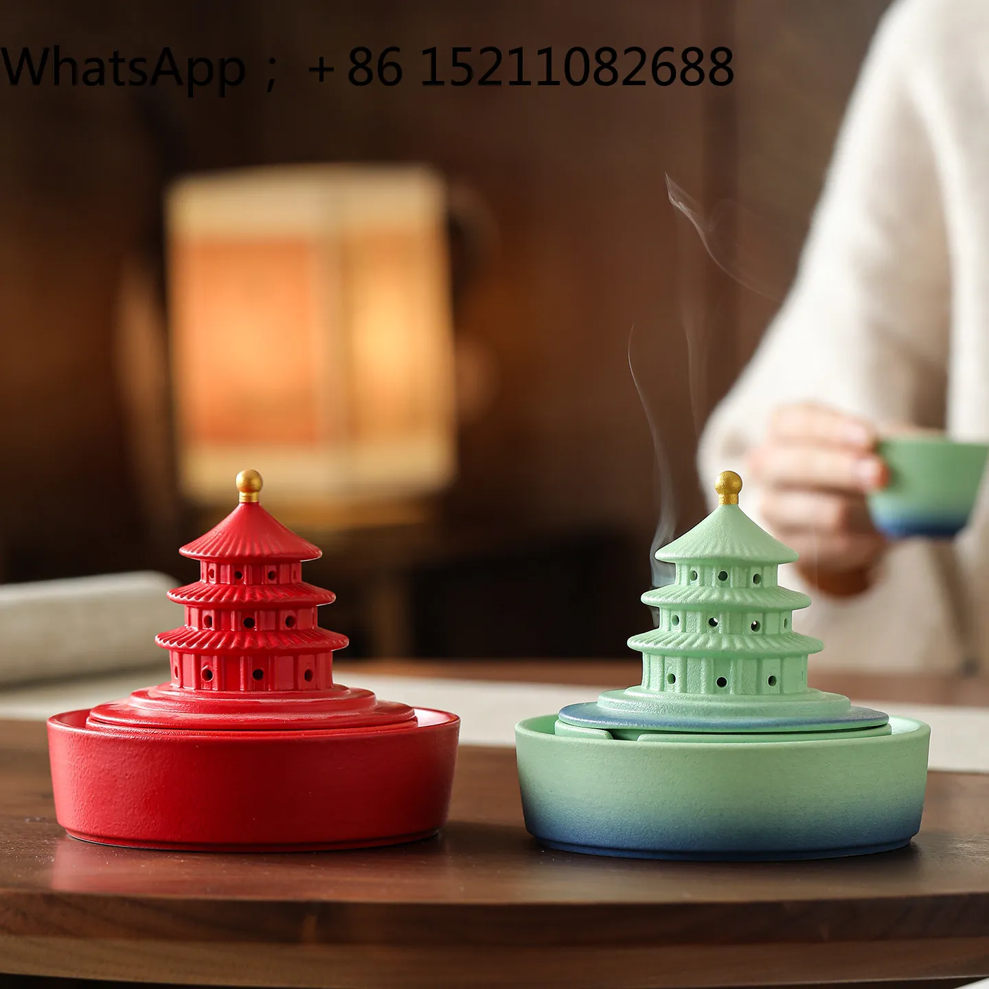 SCY incense burner ashtray dual-purpose creative ceramic ashtray with lid household tea table ornament