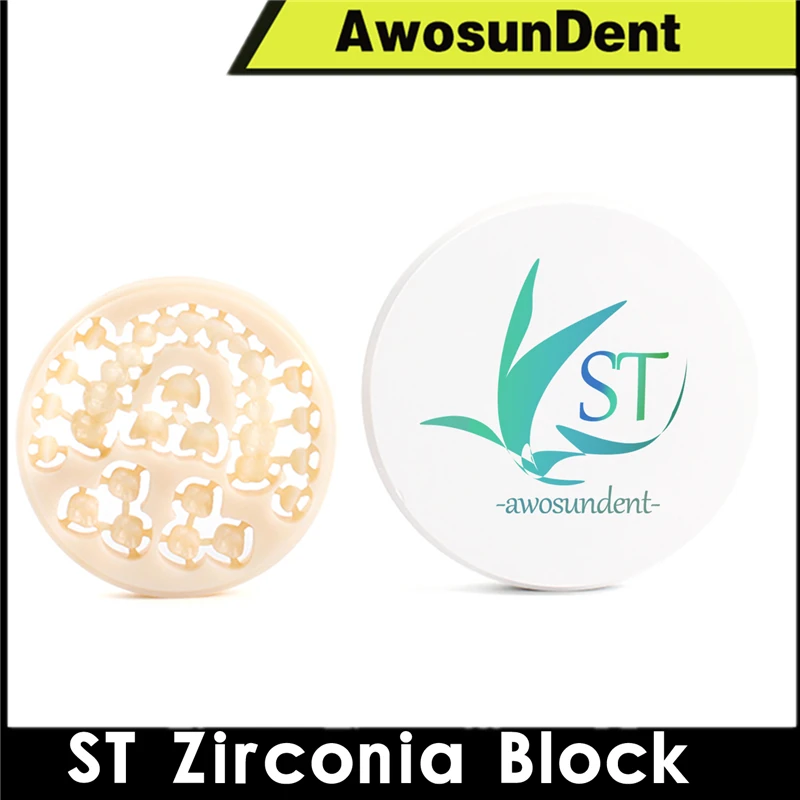 ST A2 A3 98mm Super Translucent Preshaded Zirconia Blocks CADCAM Milling Color Zirconium Blank Ceramic Disc