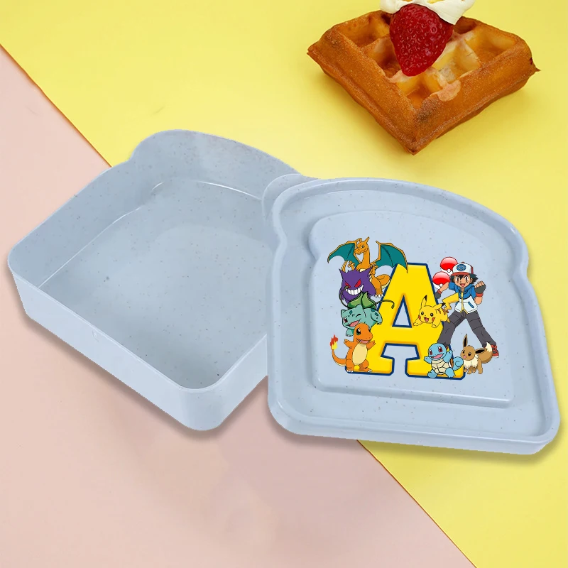 ポケモントースト型アニメプリントレターポータブルランチボックス蓋付きトーストパンサンドイッチボックスキッチンアウトドアピクニック弁当箱