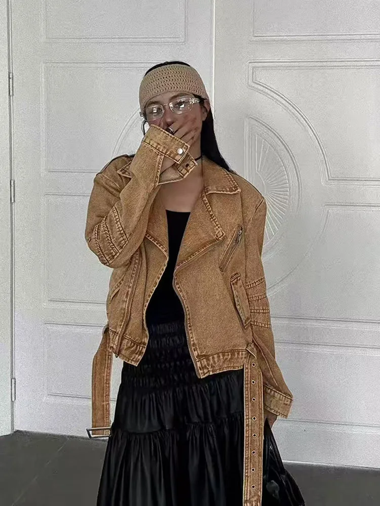 

2025 Spring New Korean Style Fashionable Versatile Loose Retro Vintage Cowboy Coat Women Street Solid Short Denim Coat