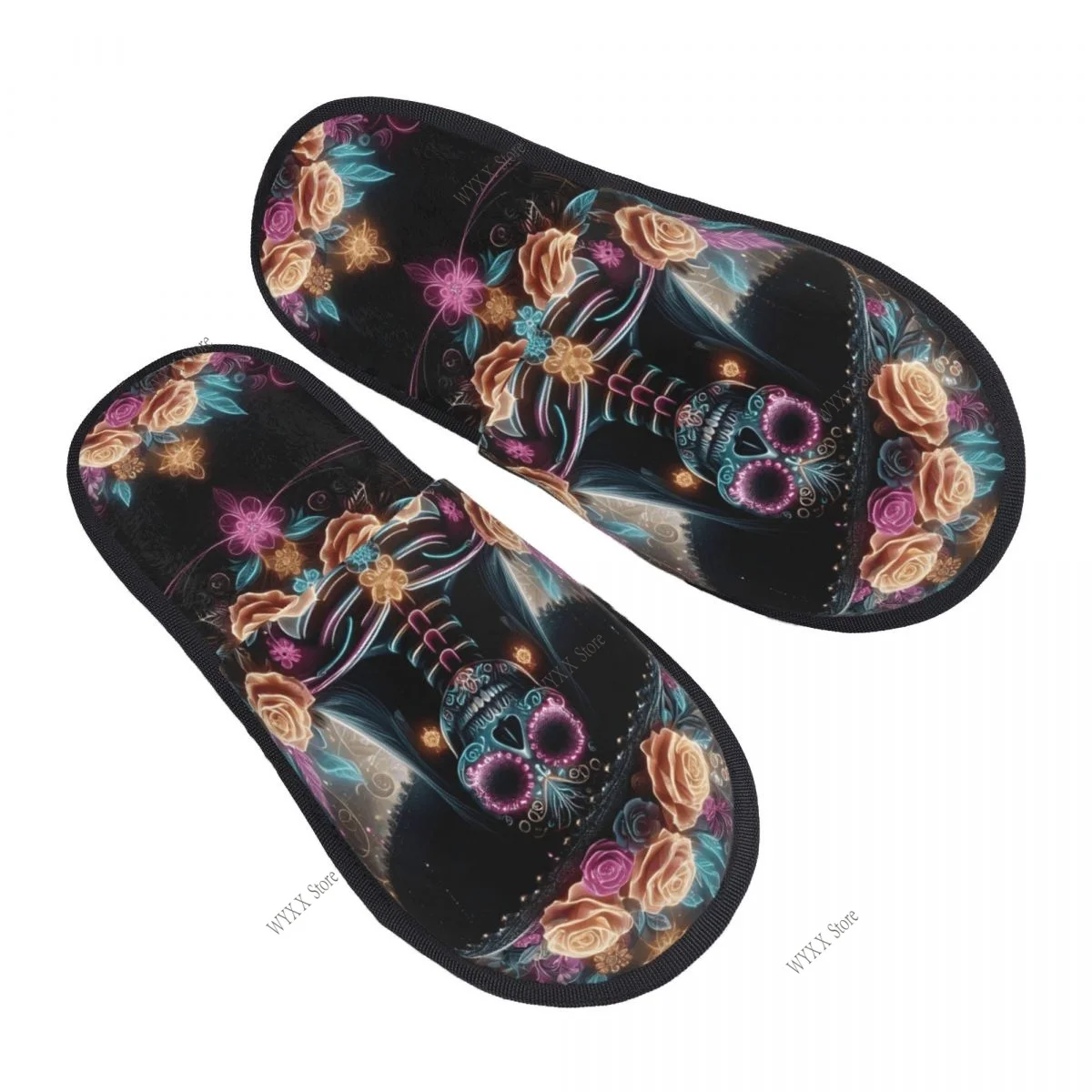 Indoor Mexico Skull Woman Vintage Style Home Slippers Winter Warm Plush Slippers Fashion Home Soft Fluffy Slippers