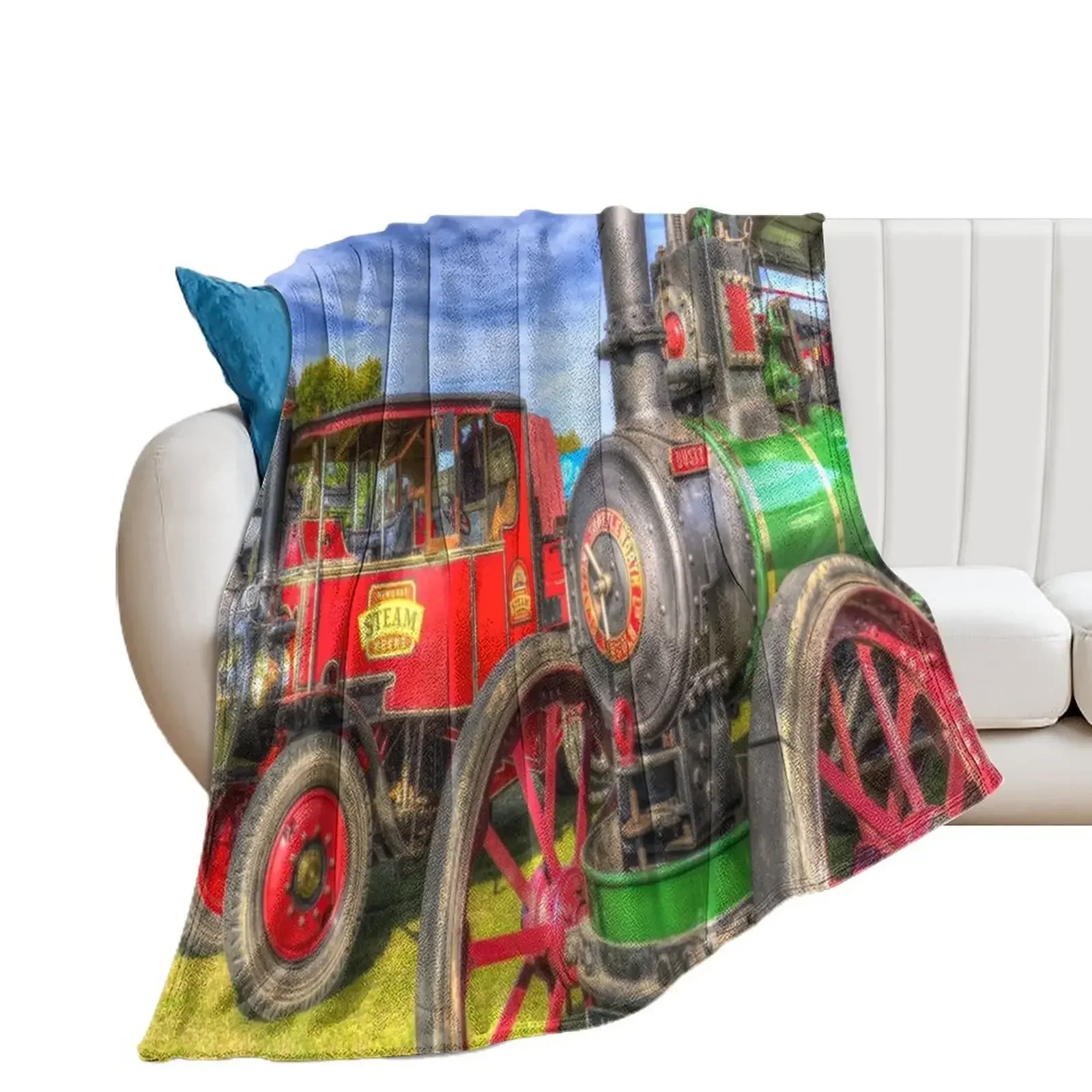 

Traction Engine and Steam Lorry Throw Blanket Weighted Cute Plaid Blankets