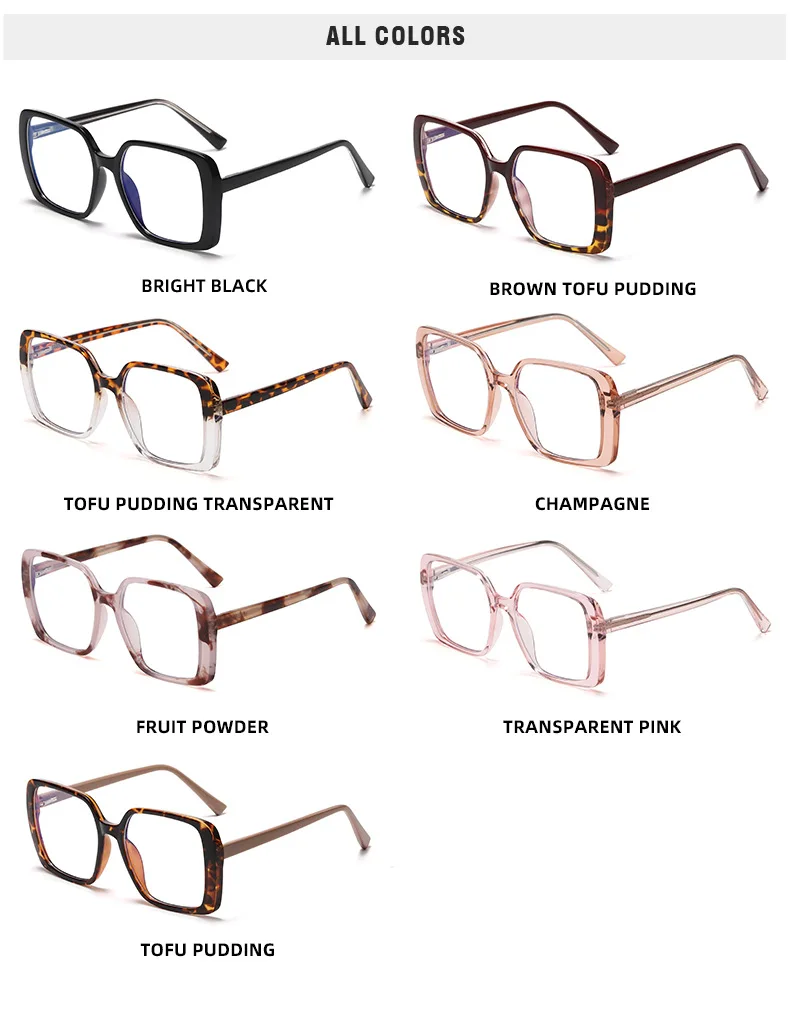 Luxus Vintage transparente übergroße quadratische Lesebrille Frauen Computer Brille Anti Blaulicht Brille Presbyopie Brille – Detail 12