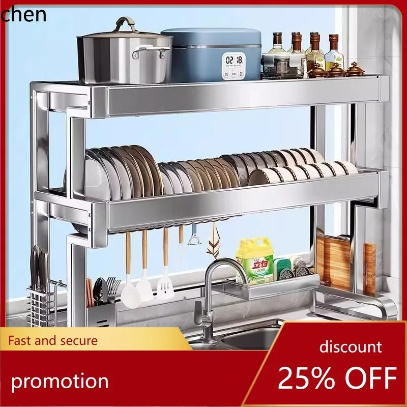 

H1Over Sink Dish Drying Rack Stainless Steel Expandable Drain Bowl Holder Shelf Kitchen Counter Dish Storage Rack Hanger Shelves