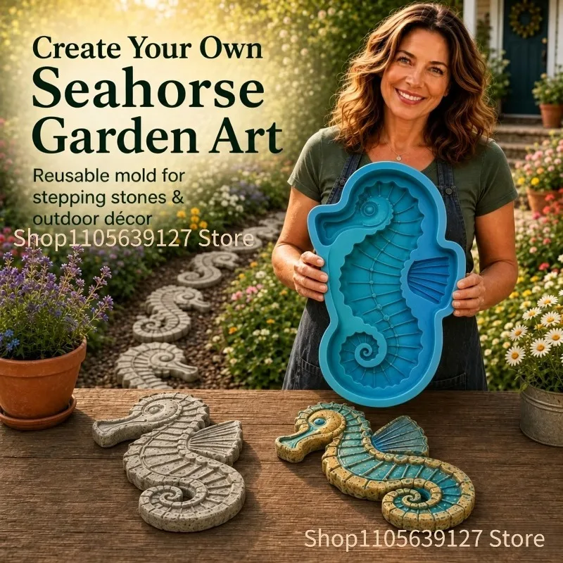 Reusable Ocean Theme Garden Art Mold.DIY Garden Path Cement Mould Sea Turtle Octopus Shark Pattern Concrete Mold