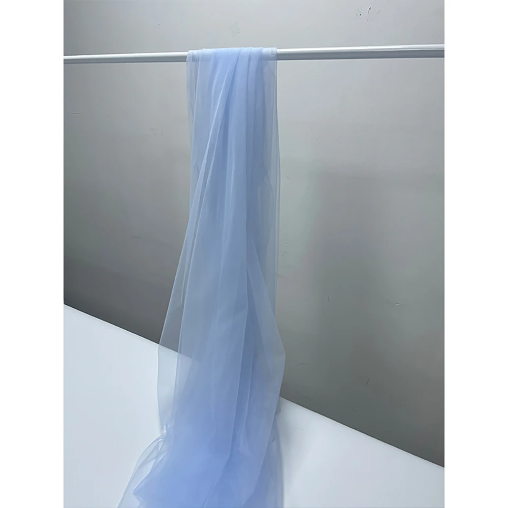 Blue Soft Tulle Yarn Light Gauze Fog Mesh Fabric  DIY Background Veil Wedding Dress Fairy Tulle Bridal Decoration skirt Material
