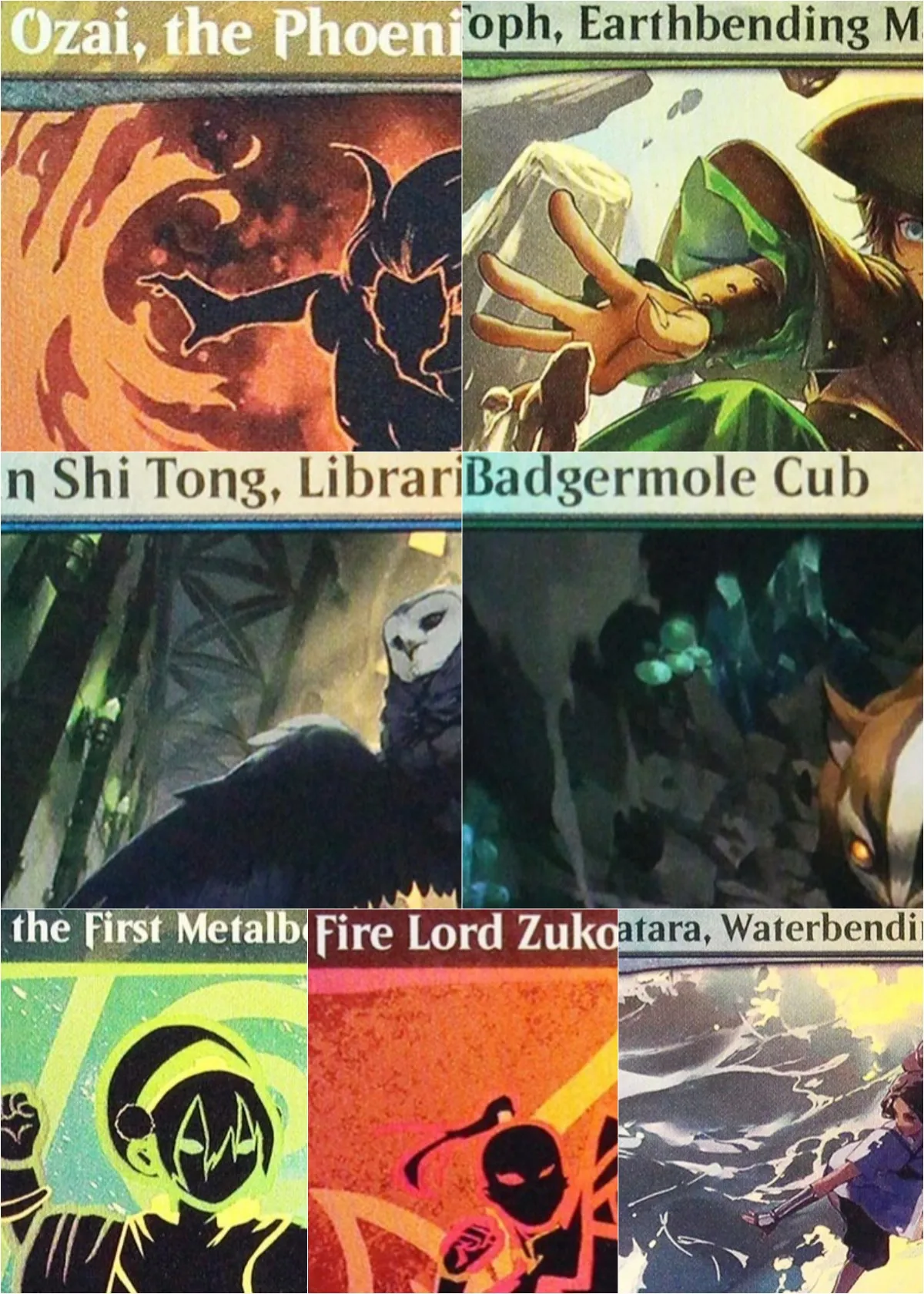 

Foil "Badgermole Cub/wan shi tong/Ozai, the Phoenix King" Magical Proxy Cards Quality Gathering Board Playing Trading Cards