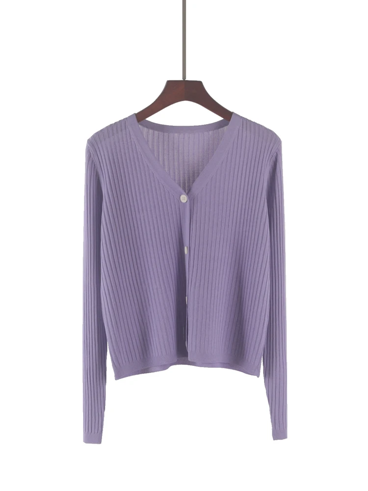 

Ice Silk Sun Protection Knitted Cardigan ort Sve Long Sve Vest Top for Summer Women's Faion Air Conditioning Sweater