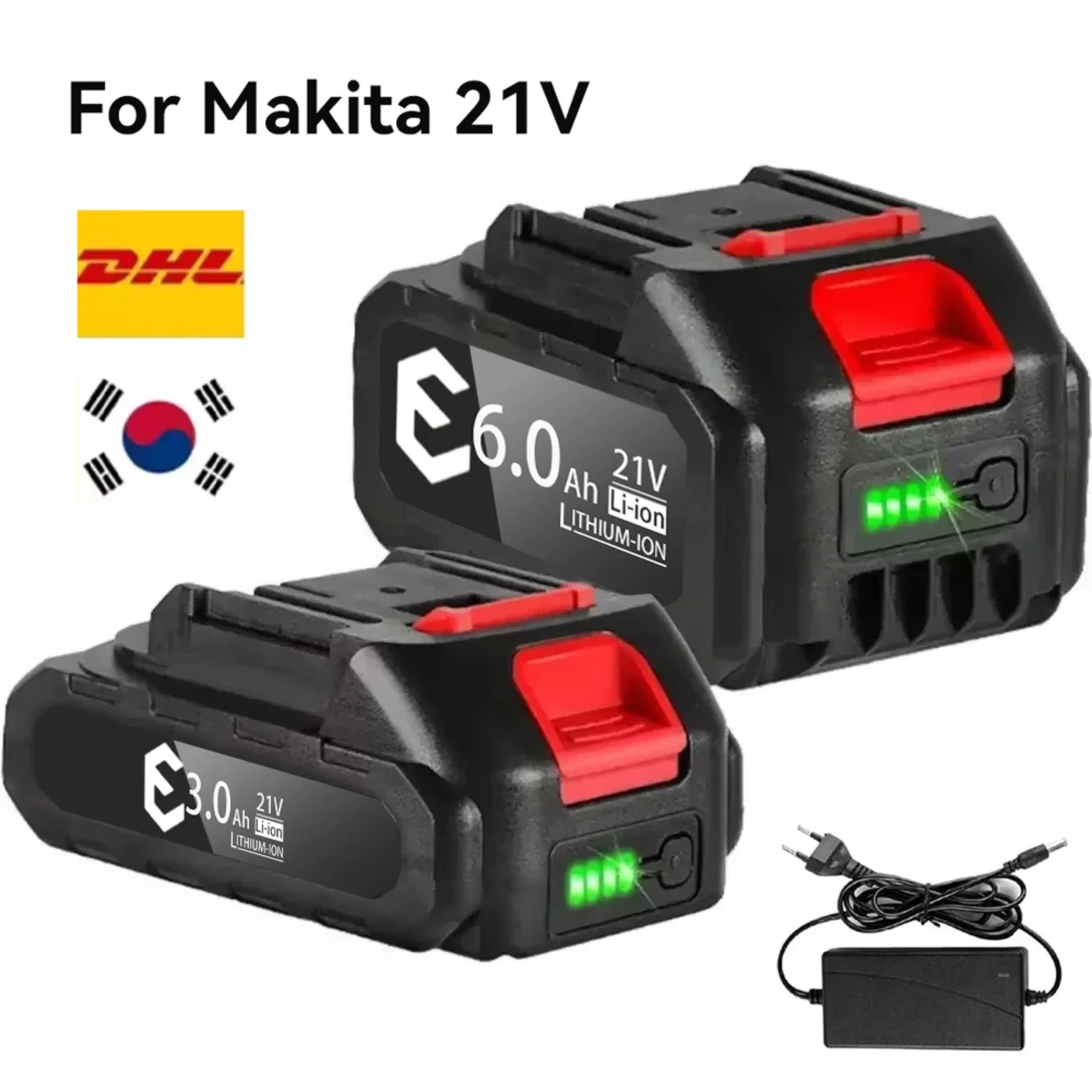 Makita 21V Battery Pack 5S2P Li-ion 3000mah 6000mah 9000mah Fast Charging Safety Certified for Electric Drill/Driver Tools