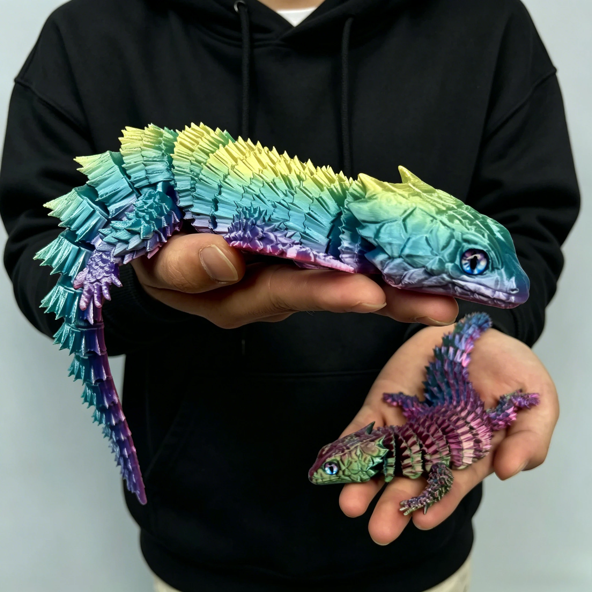 3D Printed Conjoined Lizard Statue Ornaments, Movable Cartoon, Creative Desk Plants, Rockery, Fish Tank Landscaping Decoration