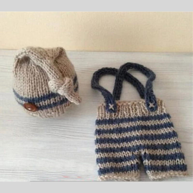 Newborn hat ,Knitting Baby Boys Long Tail Elf Hat & Rompers set, Newborn kintting Photography Prop Size: 0-1M,3-4M