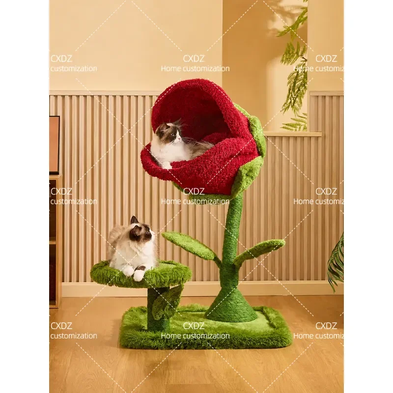 Large Cat Tree with Sisal Scratching Posts and Cozy Nest Integrated Climbing Frame Space Saving Design for Small Apartments