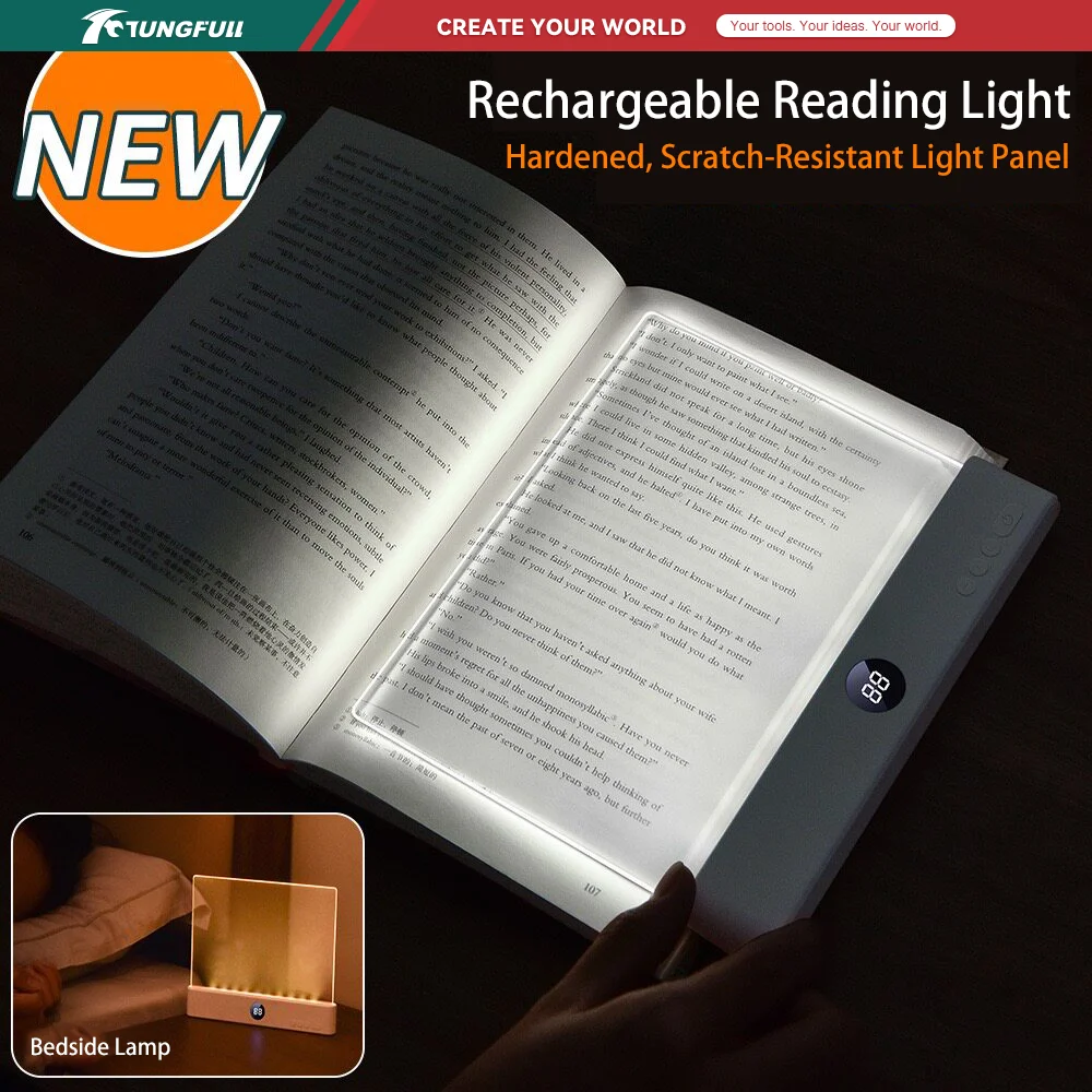 LED Flat Panel Book Light USB Charging Eye Protection Night Vision Reading Lamp Portable Student Indoor Night Reading Lamp