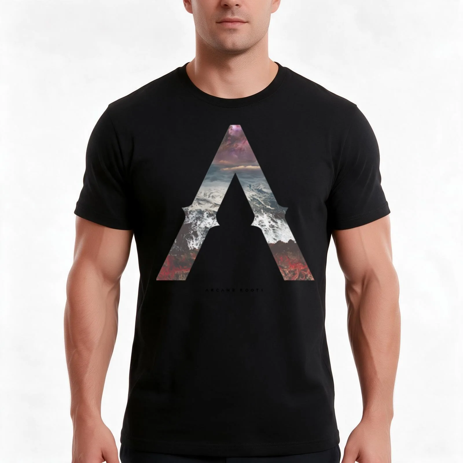 Arcane Roots - Heaven and Earth T-Shirt, Summer Casual Cotton Tee, Oversized Streetwear Tops, Vintage Graphic Print, 100% Cotton