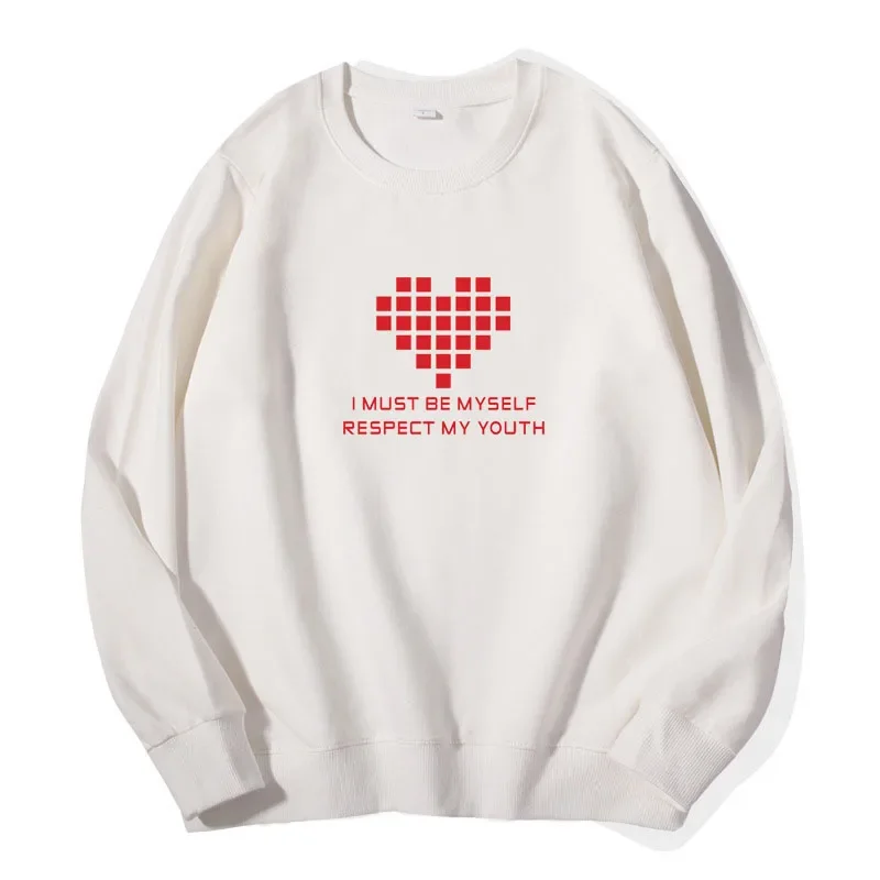 Spring Autumn Women Clothes Pullovers Red Heart-shaped Sweatshirt Girl Pure Cotton Hoodies Long Sleeve Tops Casual Clothes