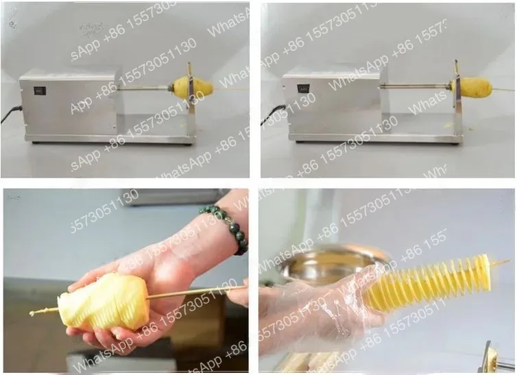 Automatic Spiral Potato Cutter Tornado Curly Fries Maker Twister Slicer Potato Chip Machine 3 in 1 Twist Hot Dog Maker