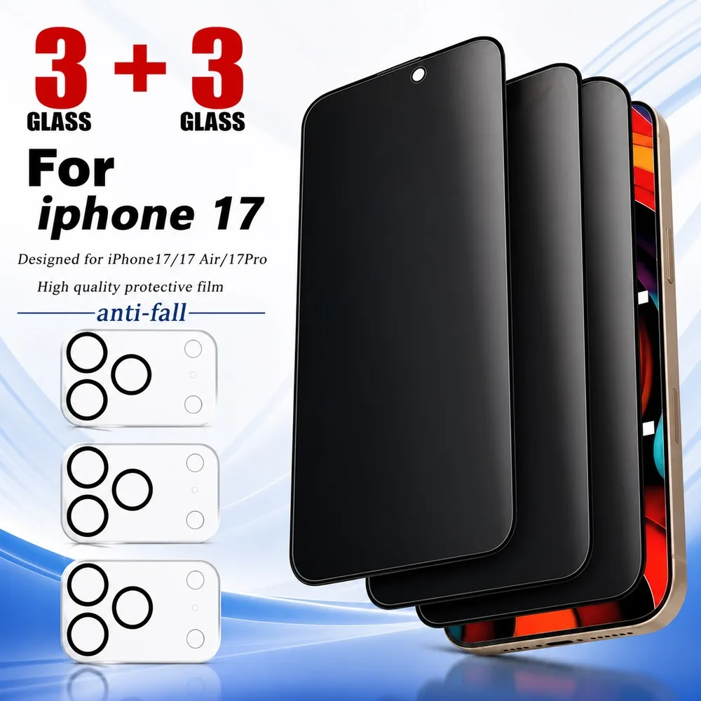 3+3 Stück Privatsphäre-Schutzglas für iPhone 18 17 16 15 Anti-Spy Displayschutz für iPhone 14 13 12 11 Anti-Blaulicht Anti-Kratz