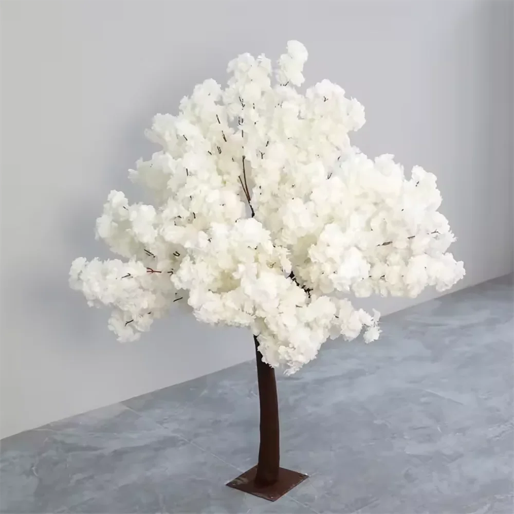 

Hot Selling Artificial white color Silk blossom flower trees for wedding decoration on table