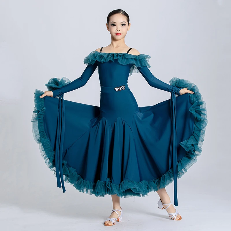 Modern Dance Dress For Girls 2024 Children National Standard Dance Waltz Clothes Professional Ballroom Competition Dress DN17159