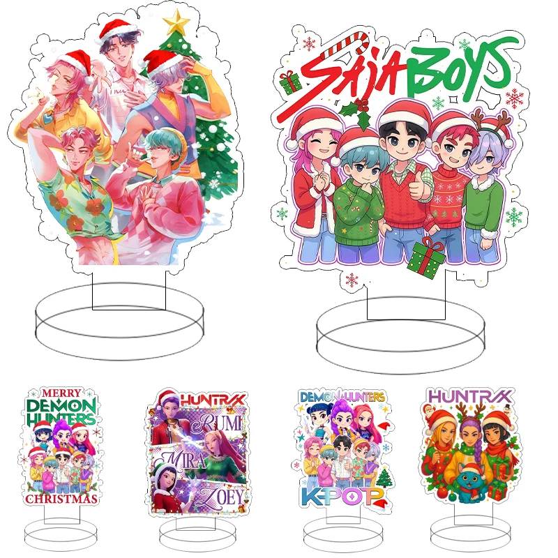 

Рождественский Kpop Охотник на демонов, подставка для персонажей, модель, акриловая подставка, украшения, мультяшная вечеринка, домашний дисплей, стоячий аниме, декор, подарки