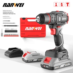 NANWEI 20V Brushless Knockout Drill Household Impact Drill Electric Screwdriver Metal Ratchet Chuck