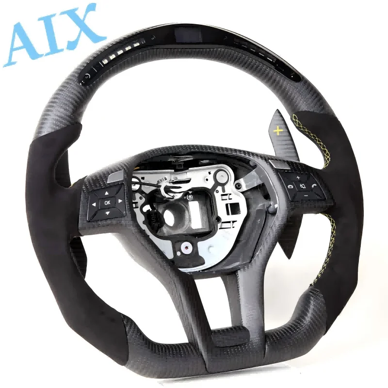 

Матовый руль из углеродного волокна для модифицированного Mercedes Benz C-Class W204/C63/W212/W218/W207/W172/SLK AMG