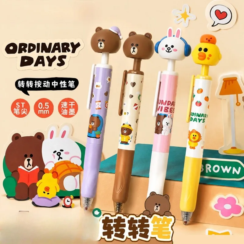 New LINE FRIENDS Brown Cony Sally Secondary Cartoon Student Quick-drying Brush Pen Creative Cute Doll Gel Pen Transfer Pen Gift