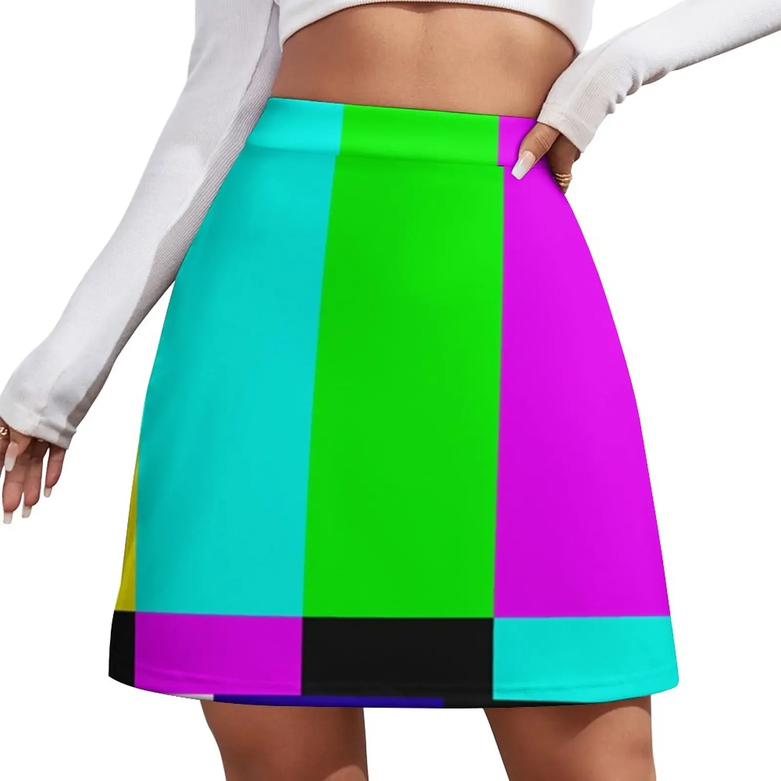 

SMPTE Color Bars Mini Skirt Korean skirts Female clothing 90s aesthetic