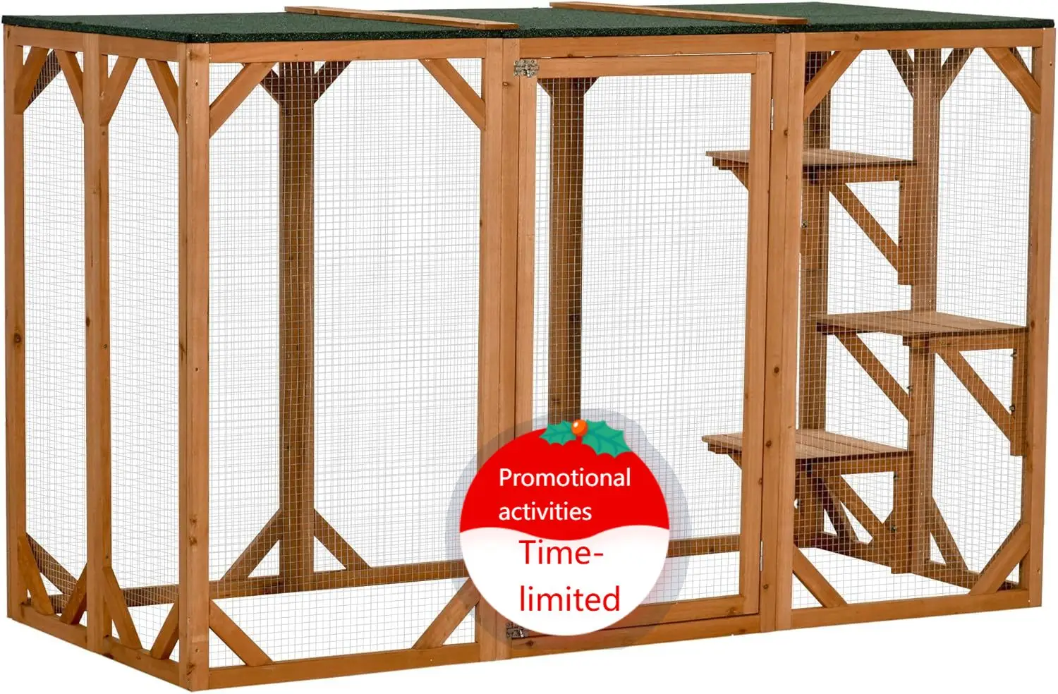 

Уличный домик для кошек, деревянный вольер для бездомых кошек, клетка для кошек с платформами, большая входная дверь, защита от непогоды, асфальтовая крыша, 7 мест