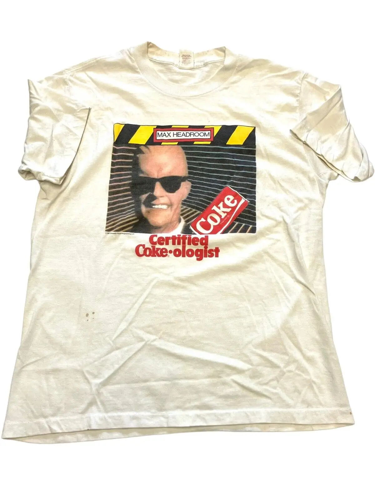 Винтажная промо-футболка 1980s MAX HEADROOM x для кока-колы | Большой размер B1