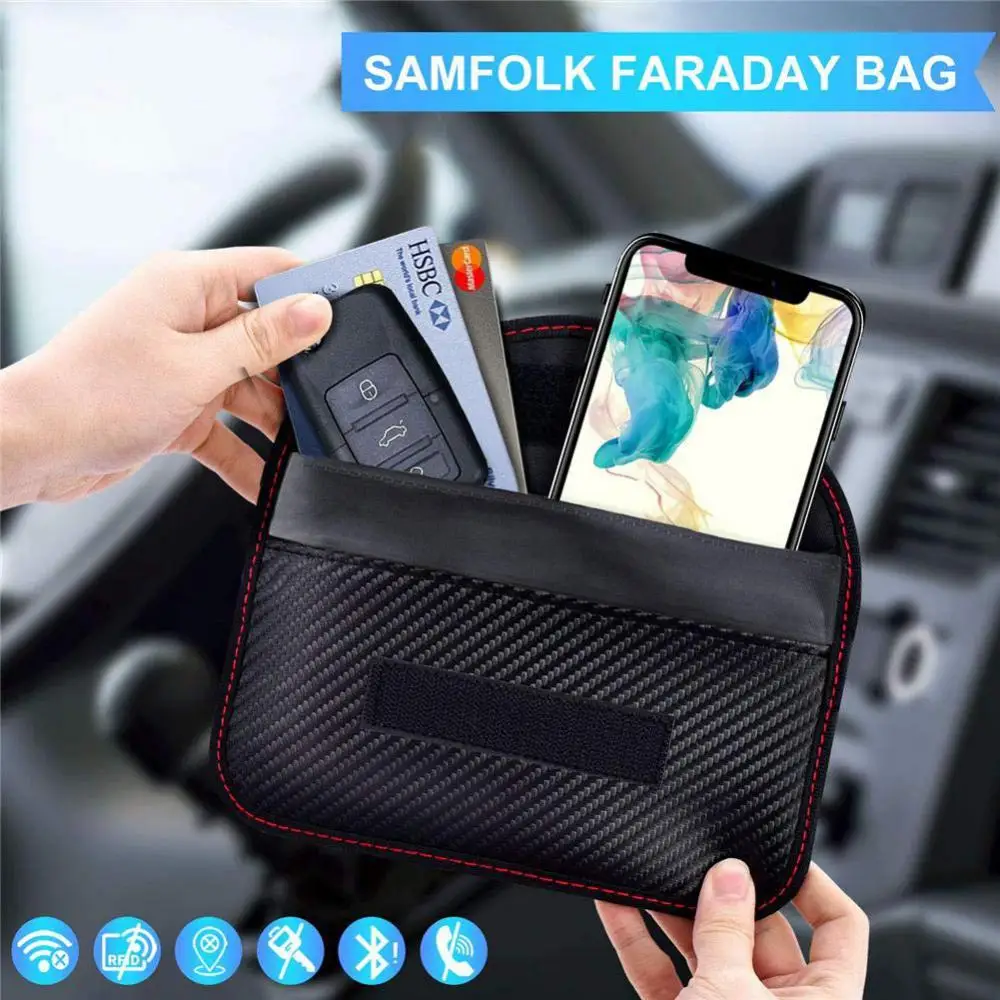 Bolsa de Faraday para bloqueo de señal, antiradiación, antihacking, Seguimiento para teléfonos móviles, GPS, RFID, llavero de coche, estuche EMF,