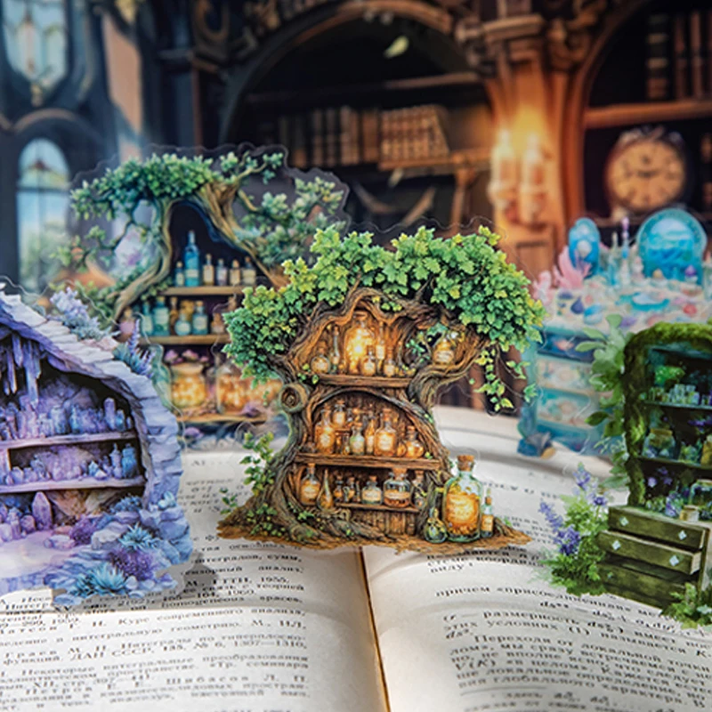 30pcs Magic Cabinet Series Magic Scenic PET Stickers Handbook Material Sticker Pack DIY Calendar Greeting Card Scrapbook Photo