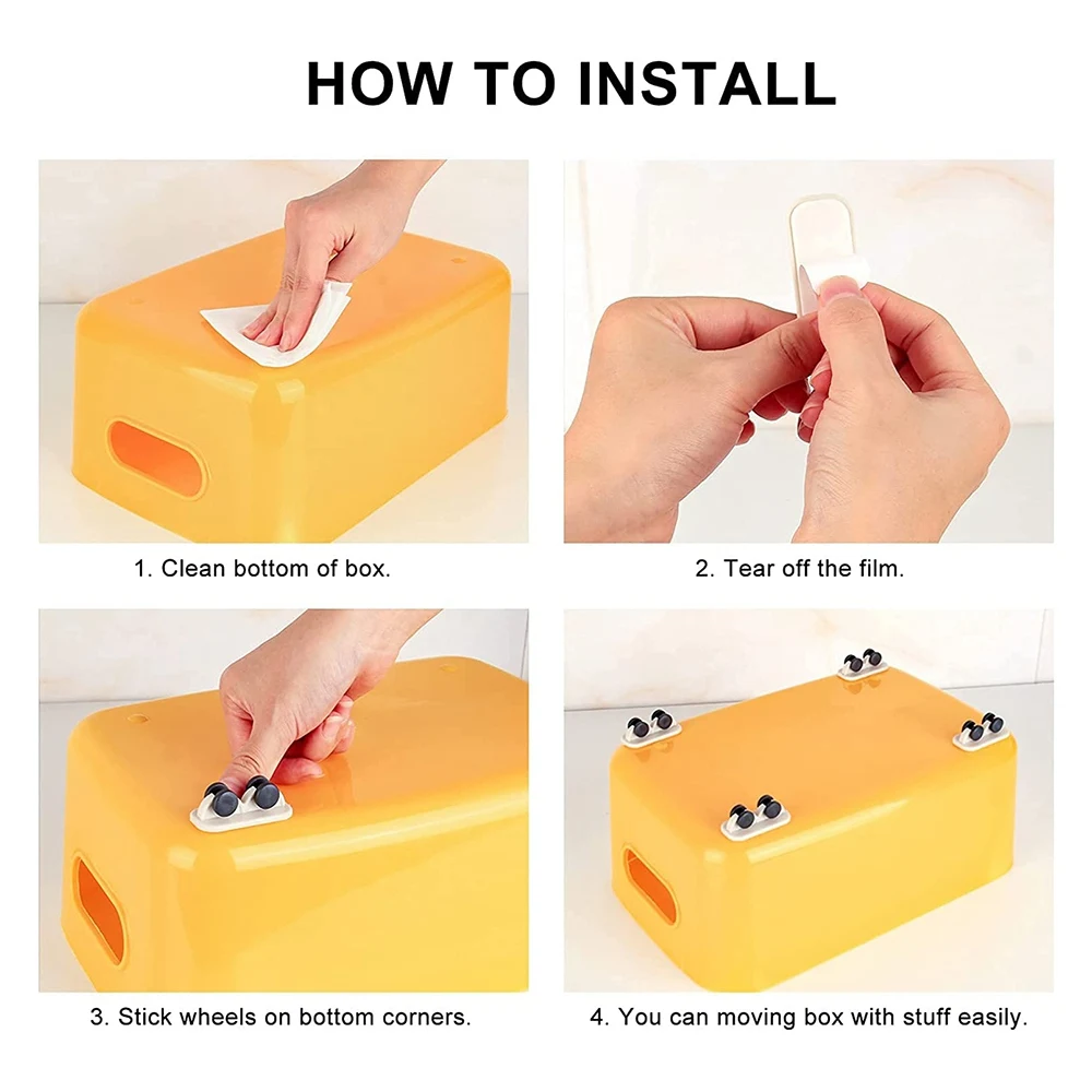 MAKE-16Pcs عجلات ذاتية اللصق عصا شديدة التحمل على عجلات عجلات صغيرة عجلات صغيرة غير دوارة بكرة بلاستيكية