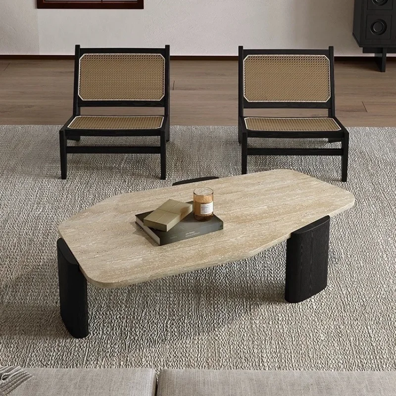 

M Special-shaped Travertine Coffee Table, Home Living Room Creative Tea Table, Homestay Hotel Meeting Coffee Table M