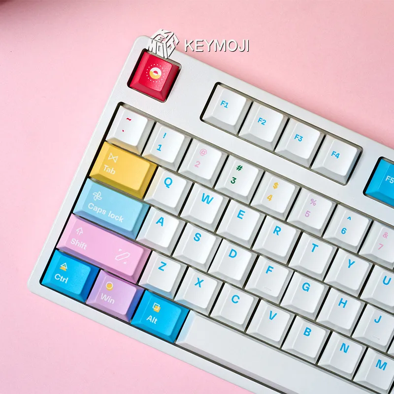 

Набор цветных кейкапов с буквами, настраиваемые PBT-кейкапы с сублимационной печатью, профиль Cherry, для механических клавиатур