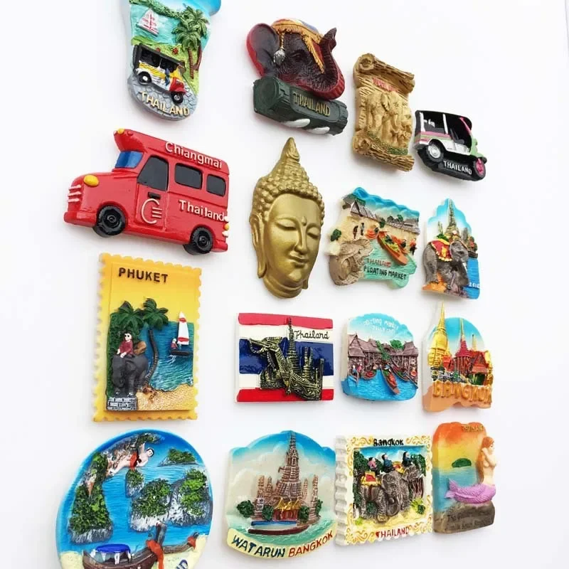 

Thailand Fridge Stickers Bangkok Chiang Mai Phuket Island Pattaya Fridge Magnets Koh Chang Floating Market Travelling Souvenirs