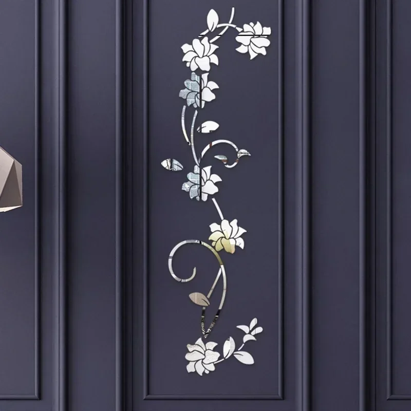 Acrylic Flower Shape Wall Stickers Background Art Living Room Bedroom Mirror Home Fashion Decoration Wall Stickers Posters view 4