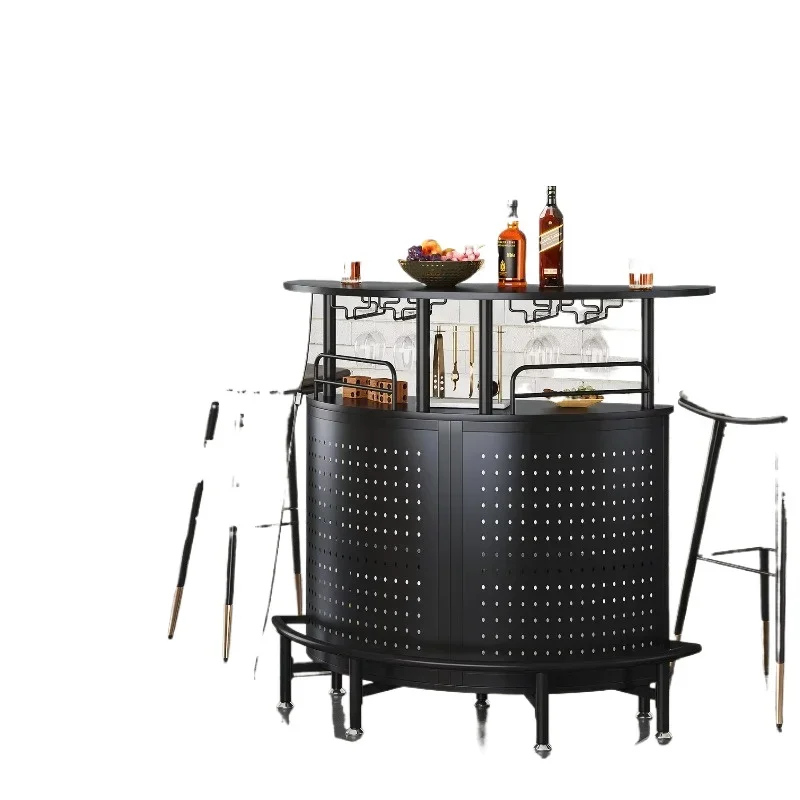 High quality smart alcohol bar counter bar cabinet triple layer LED Baijiu portable mini family bar party table