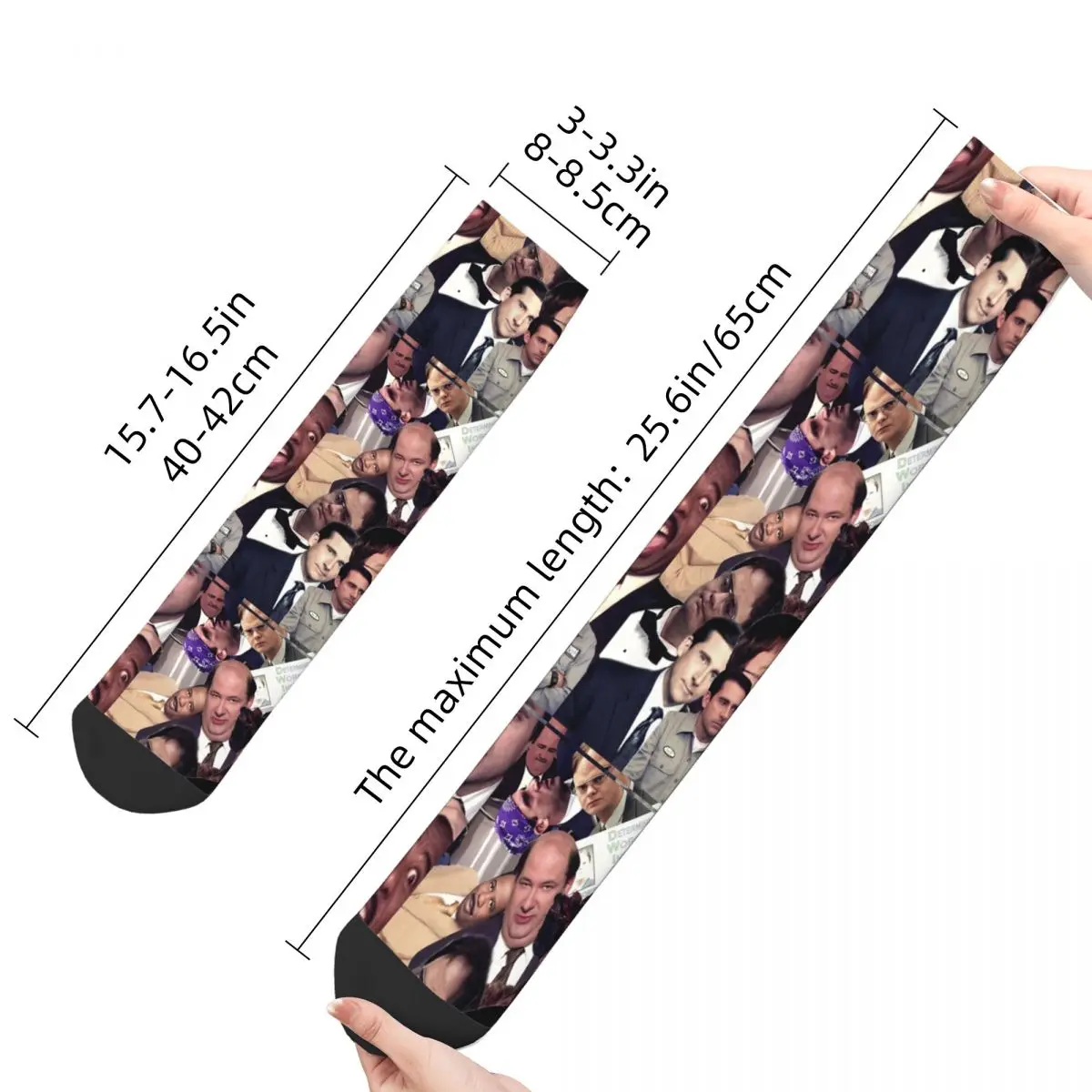 Funny Crazy Sock for Men Mashup Hip Hop Harajuku The Office TV Happy Quality Pattern Printed Boys Crew Sock Seamless Gift