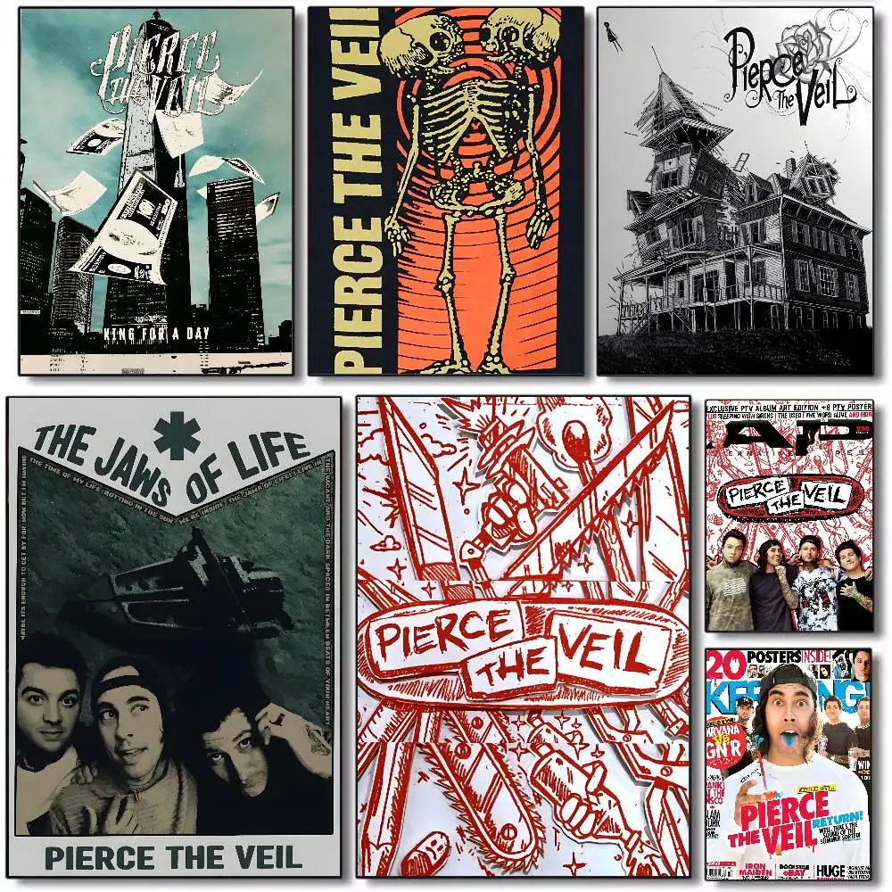 Band P-Pierce The Veil Poster Art canvas HD aesthetic Printing Paper Wall Art for Living Room Bar fashion Home Decor