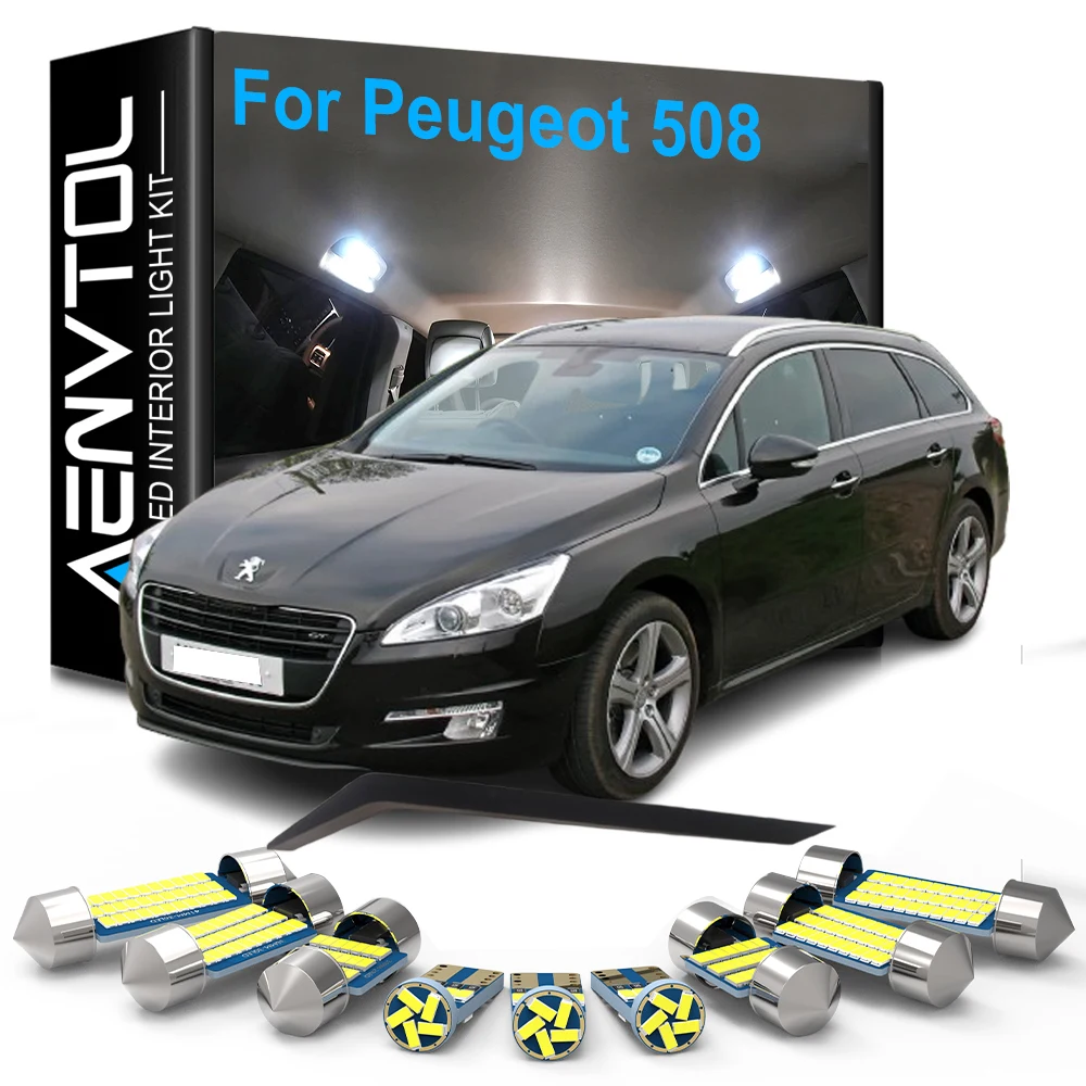 24-teiliges LED-Innenbeleuchtungsset mit Canbus für Peugeot 508 SW 2010-2025, Deckenleuchte, Leseleuchte, Schminkspiegel, Kofferraum-, Fußraum-, Tür- und Kennzeichenbeleuchtung