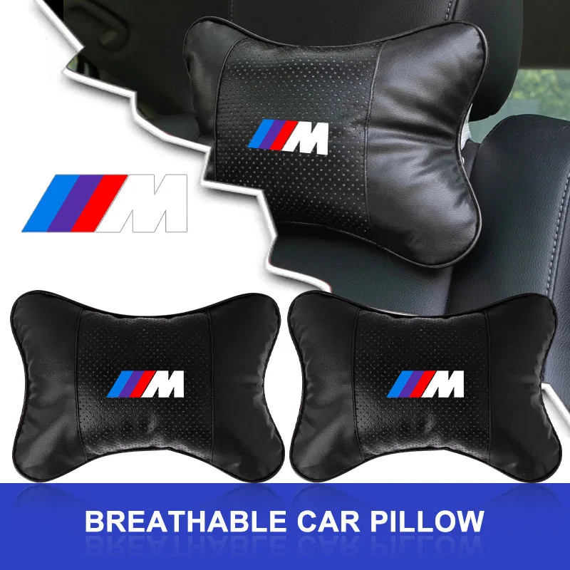 1/2Pcs Car Seat Headrest Auto Logo Neck Pillow Car Accessories For BMW M Performance 1 3 5 7 Series M3 M4 M5 M6 X1 X3 X5 X6 X7