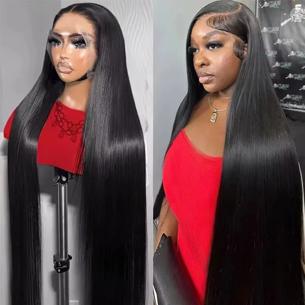 

200 Плотность 30 40 дюймов Bone Straight 13x6 Прозрачные кружевные фронтальные парики Remy Человеческие волосы 13x4 Парик фронта шнурка для чернокожих женщин