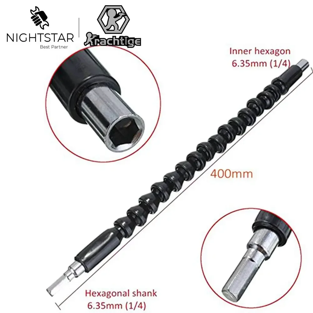 400mm Flexible Shaft Bit  Magnetic Screwdriver Extension Drill Bit Holder Connect Link for Electronic Drill 1/4