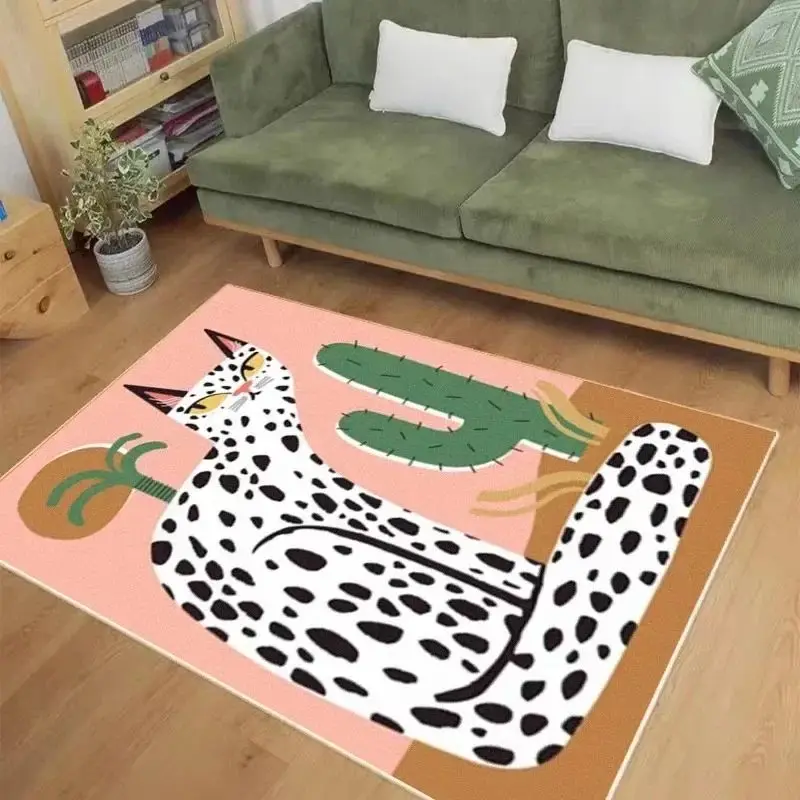 VIKAMA Cartoon Children's Carpet—Abstract Animal Pattern, Non-Slip Washable Floor Mat for Kids' Bedroom Decor & Play Area
