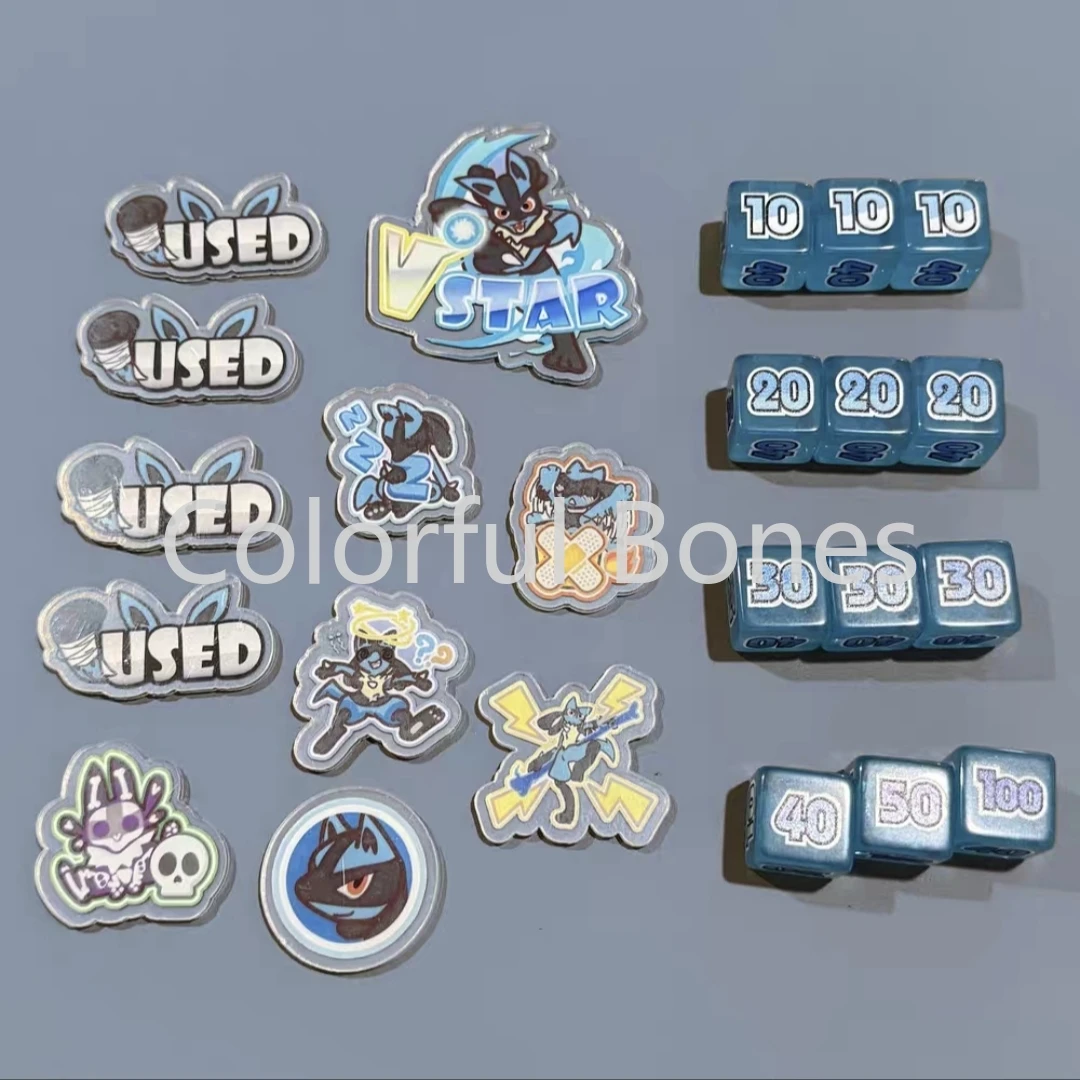 

Ролевая игра PTCG Pokemon Lucario Match, счетчик повреждений, индикатор повреждений, игральные кости, используемая доска, Vstar Borad, подарочная игрушка