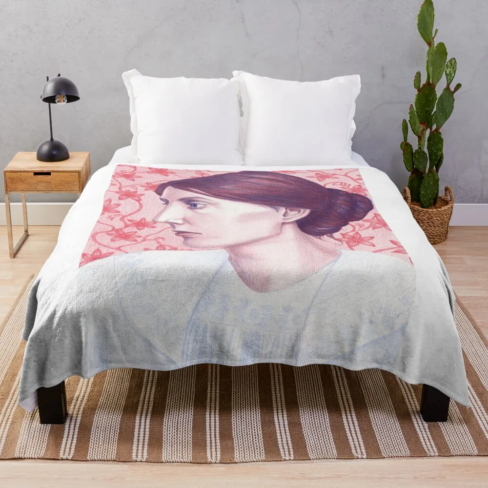 

portrait of writer Virginia Woolf Throw Blanket Vintage Bed covers Thin Blankets